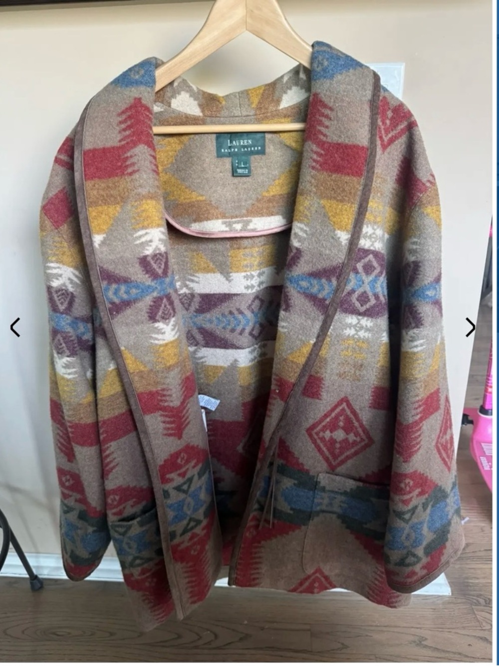 Ralph Lauren Unisex Southwest Aztec Navajo Wool Cardigan Jacket Mens Sz L 90s - Picture 5 of 6